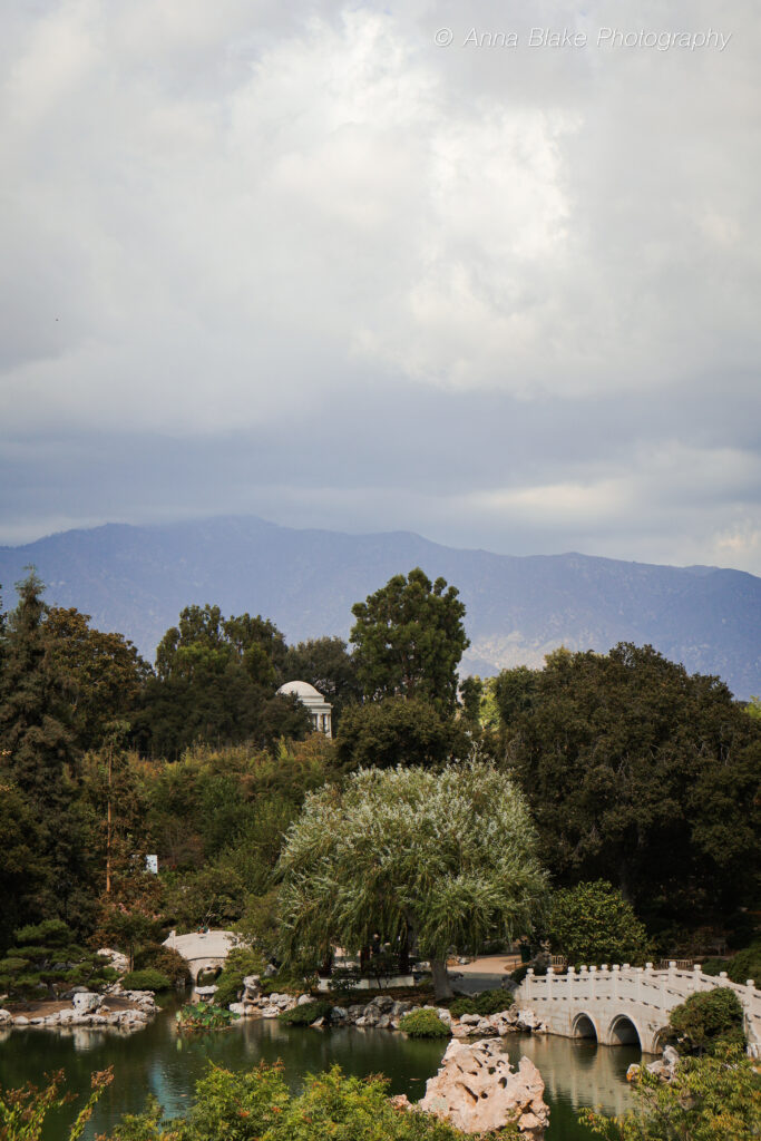View from Chinese house on a hilltop looking out to the California mountains